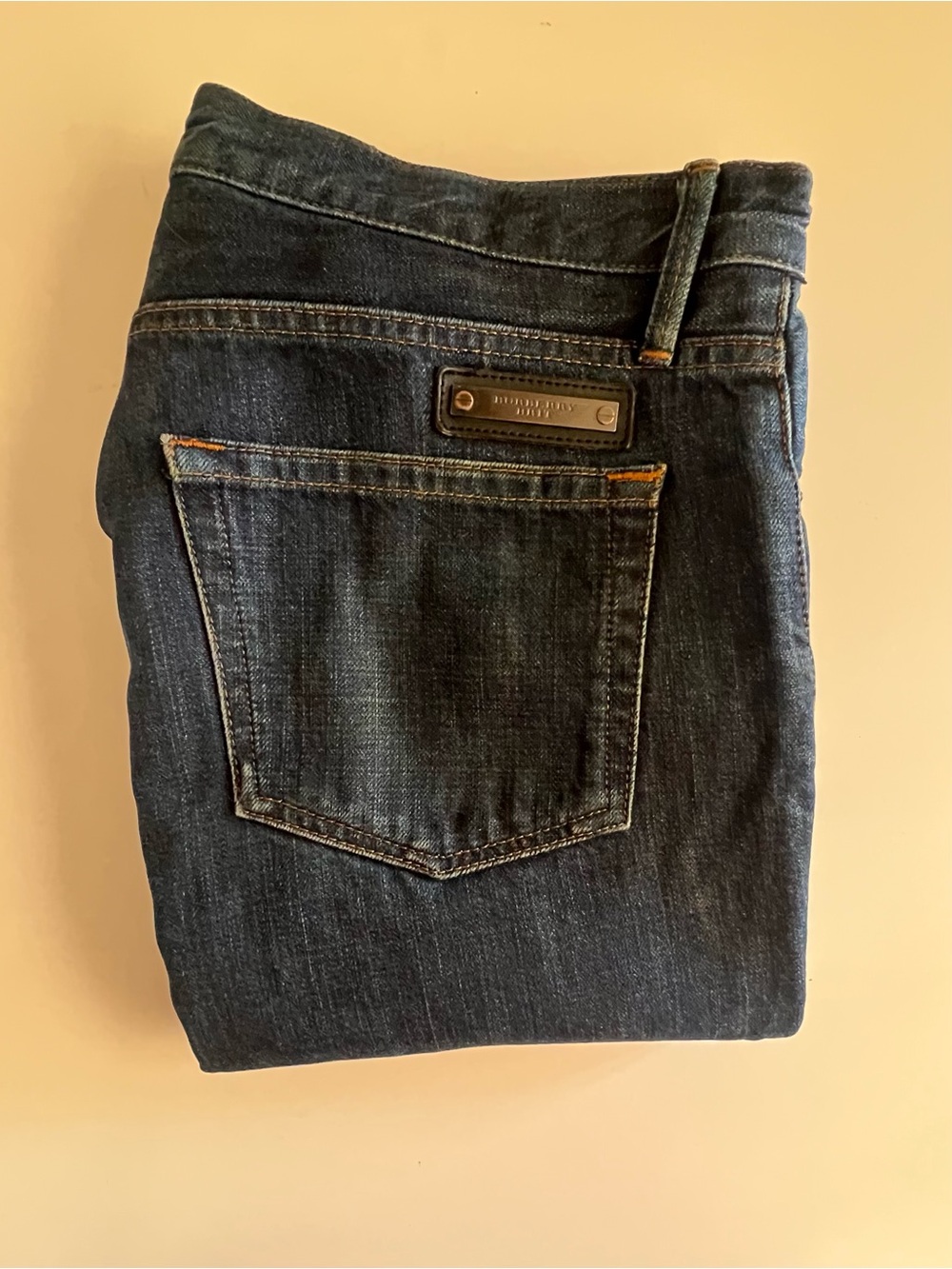 Burberry Brit Dark Blue Denim Jeans with Metal Nameplate
